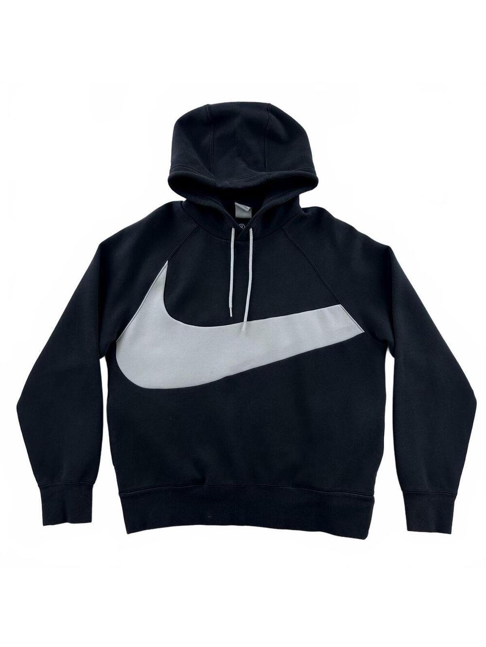 Nike Black Big Swoosh Graphic Logo Hoodie M